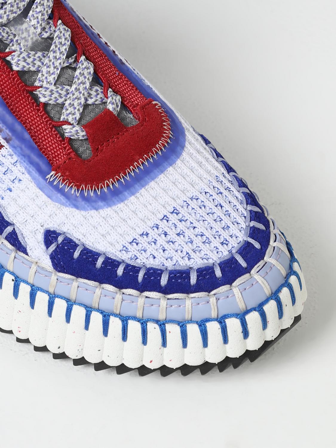 CHLOÉ SNEAKERS: Sneakers Nama Chloé in tessuto riciclato e suede, Blue 1 - Img 4