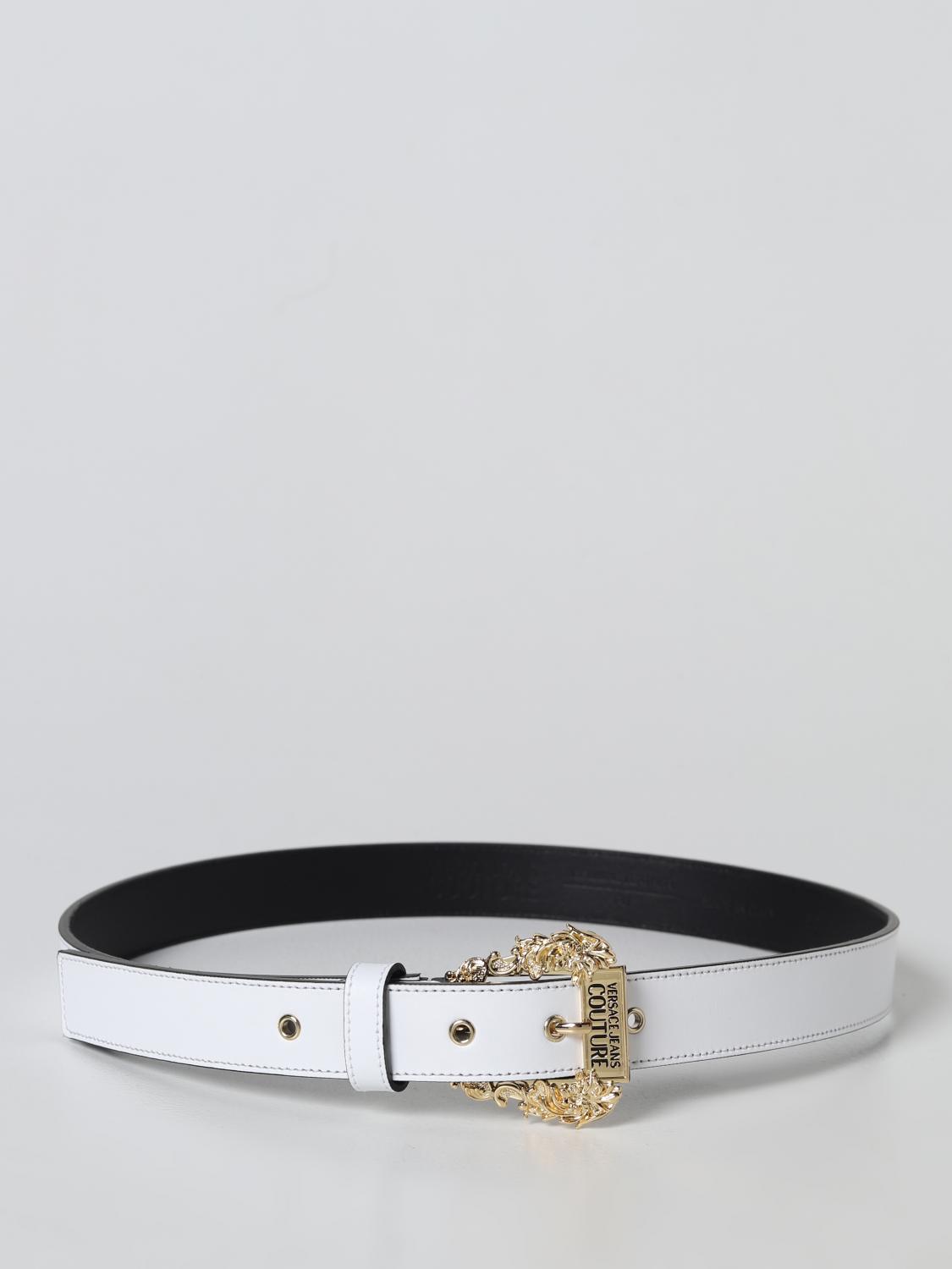 VERSACE JEANS COUTURE: leather belt White Versace Jeans