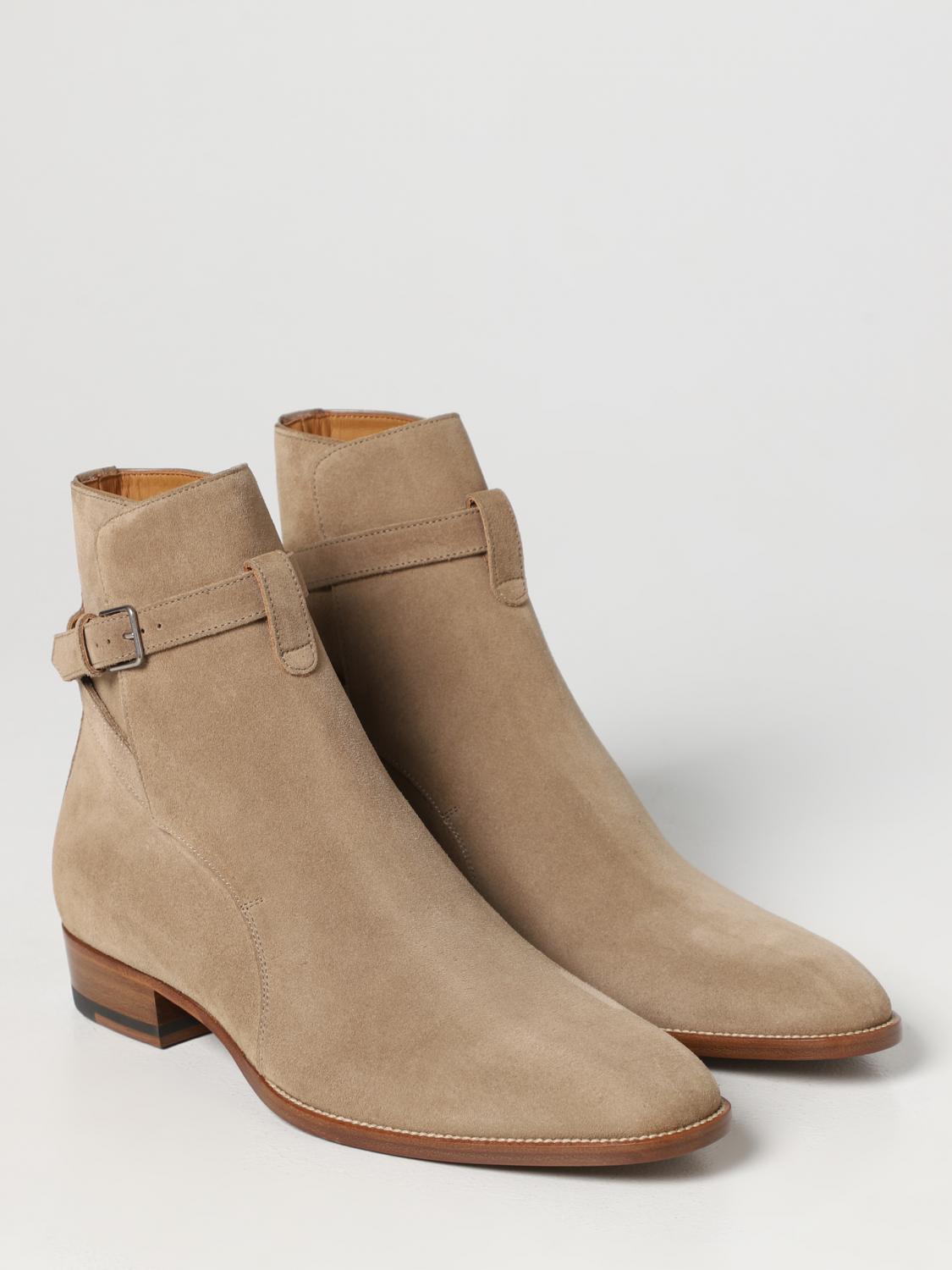 SAINT LAURENT BOOTS: Saint Laurent Wyatt 30 Jodhpur suede ankle boots, Brown - Img 2