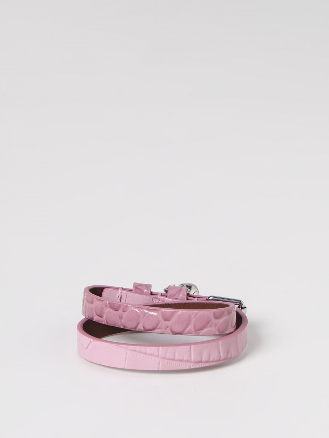 MCQUEEN GIOIELLO: Bracciale Double Wrap McQueen in pelle stampa cocco, Rosa - Img 1