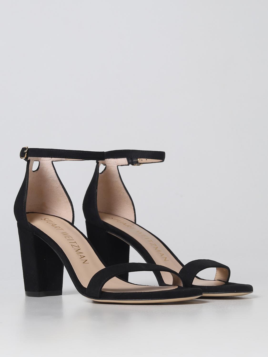 STUART WEITZMAN HEELED SANDAL: Nearlynude Stuart Weitzman sandal in suede, Black - Img 2