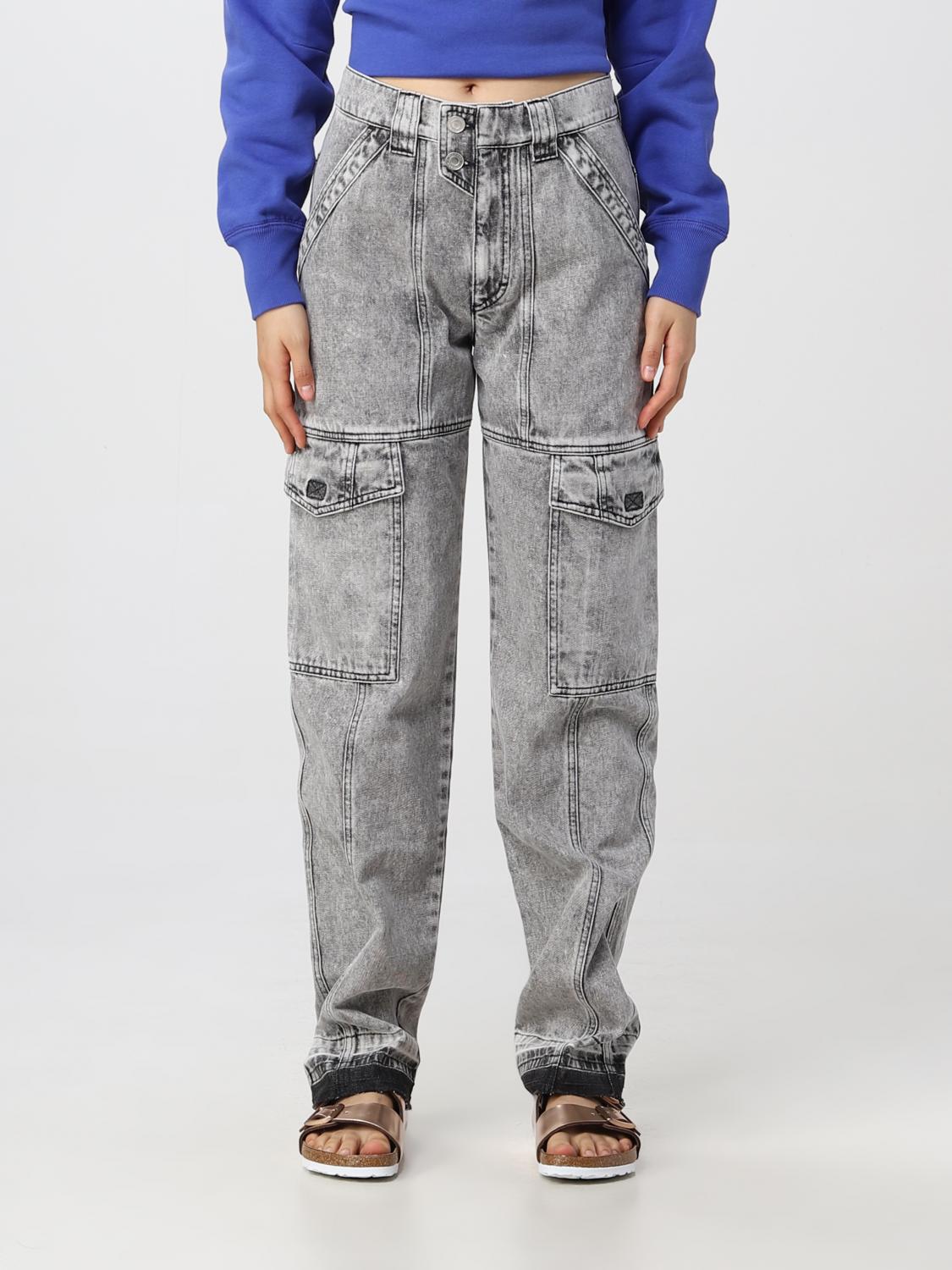 ISABEL MARANT ETOILE JEANS: Jeans cargo Isabel Marant Etoile in denim, Grigio - Img 1