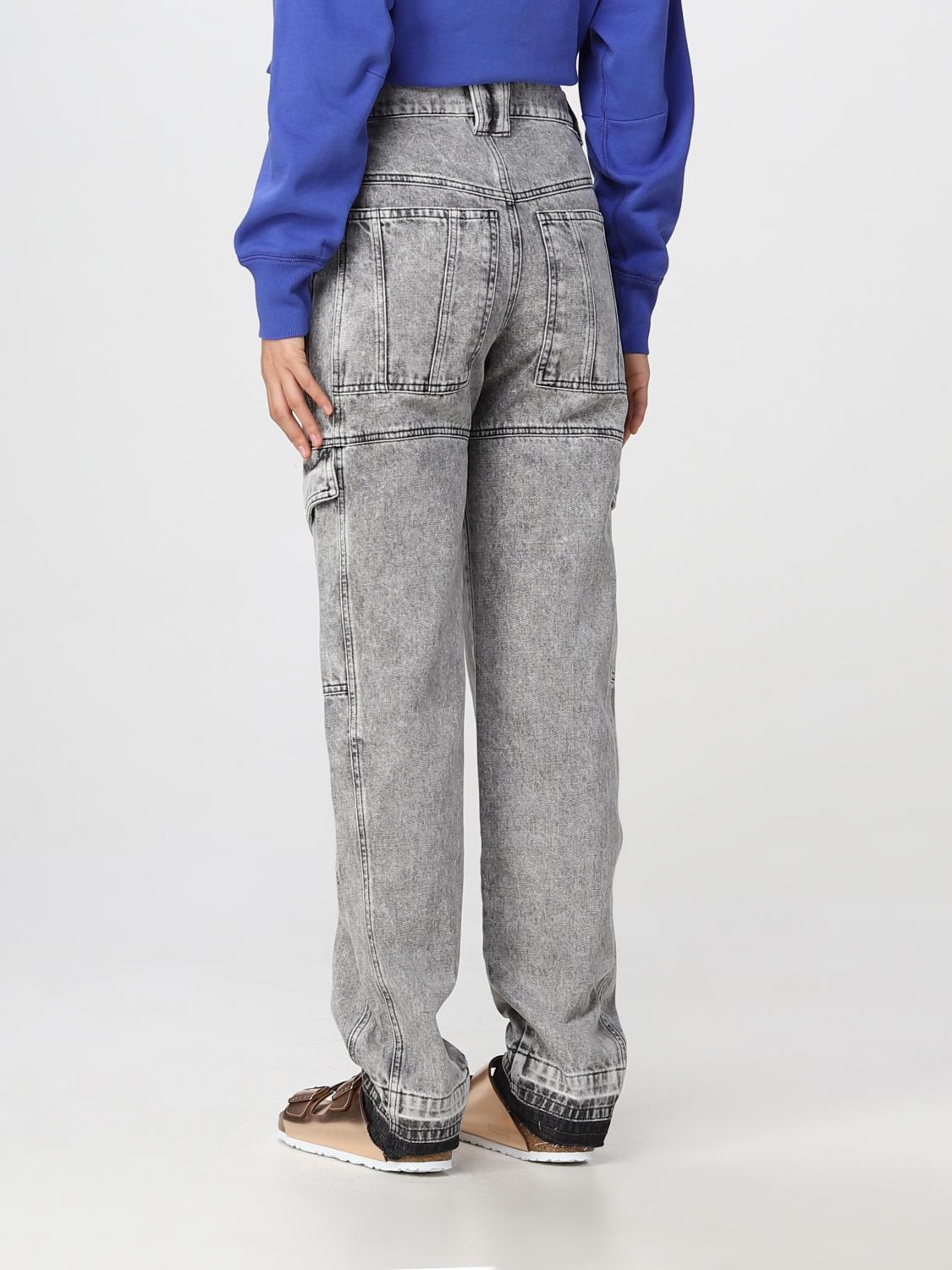 ISABEL MARANT ETOILE JEANS: Jeans cargo Isabel Marant Etoile in denim, Grigio - Img 3