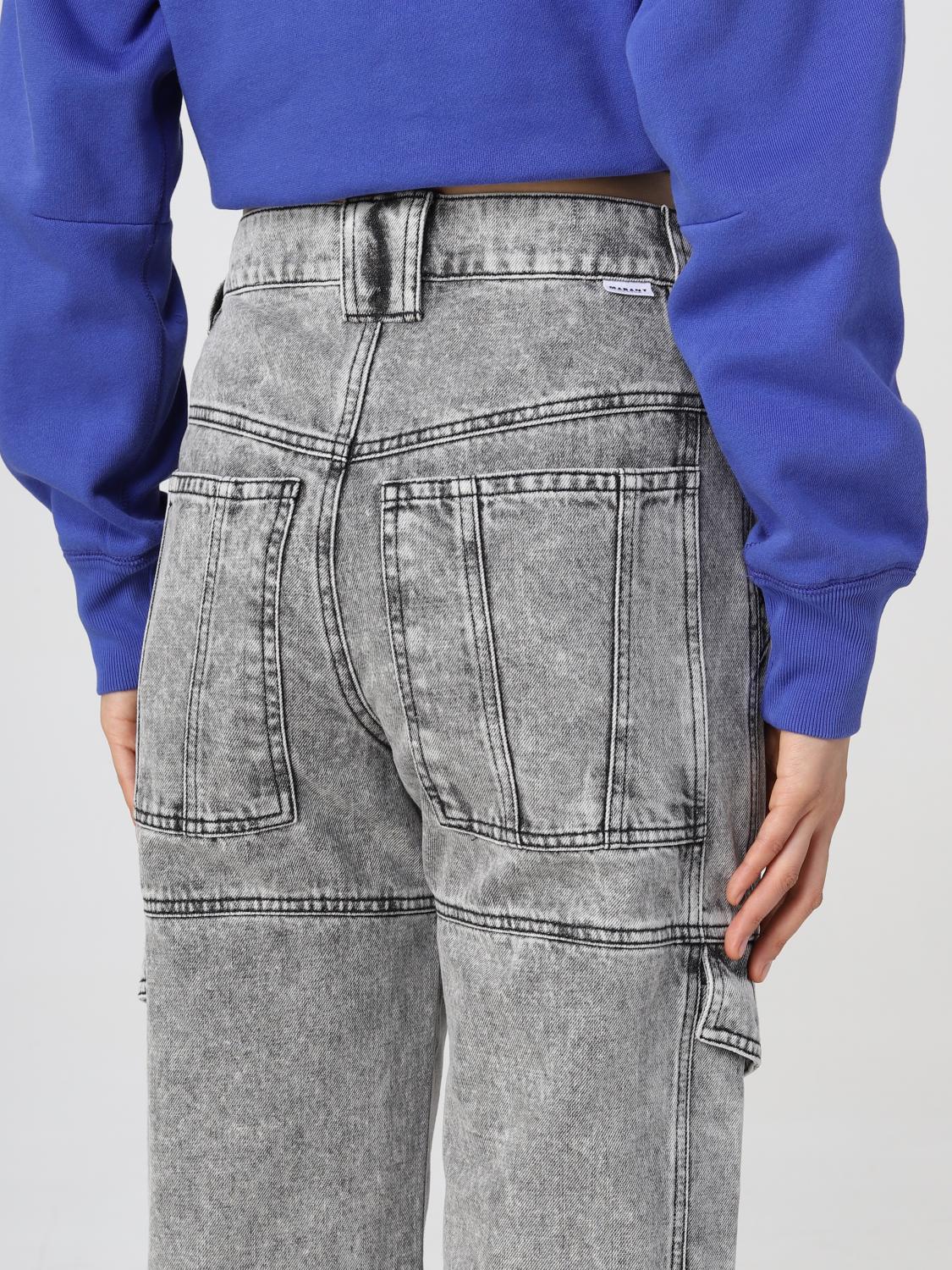 ISABEL MARANT ETOILE JEANS: Jeans cargo Isabel Marant Etoile in denim, Grigio - Img 4