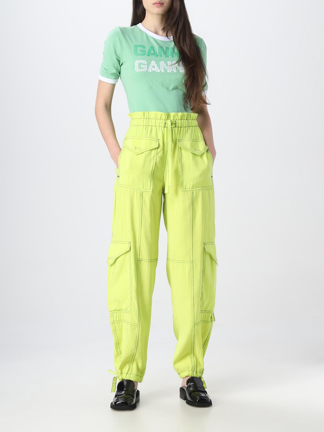 GANNI PANTS: Ganni trousers in viscose blend, Lemon - Img 2
