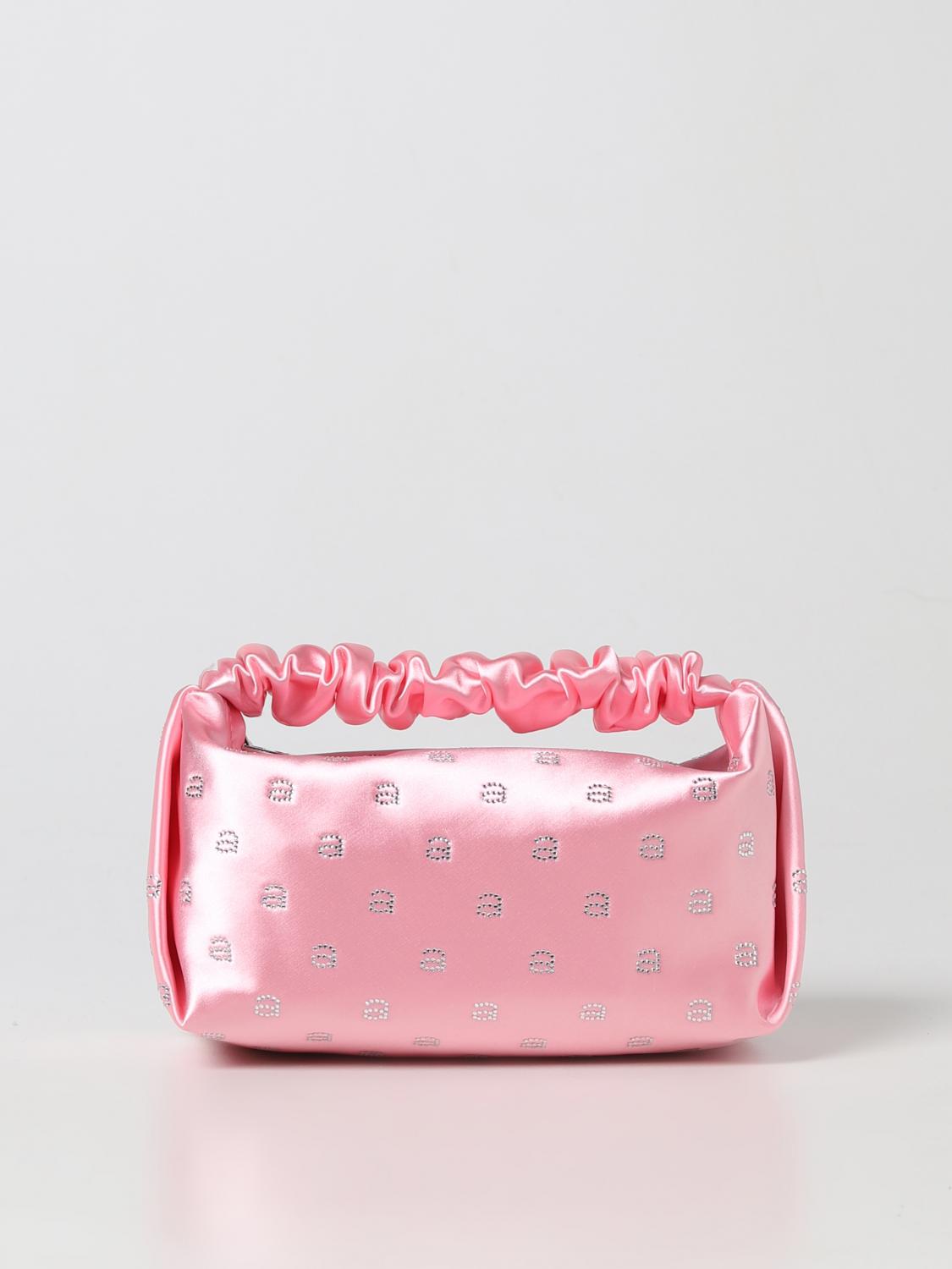 ALEXANDER WANG BORSA MINI: Borsa Scrunchie Mini Alexander Wang in satin e strass, Rosa - Img 1