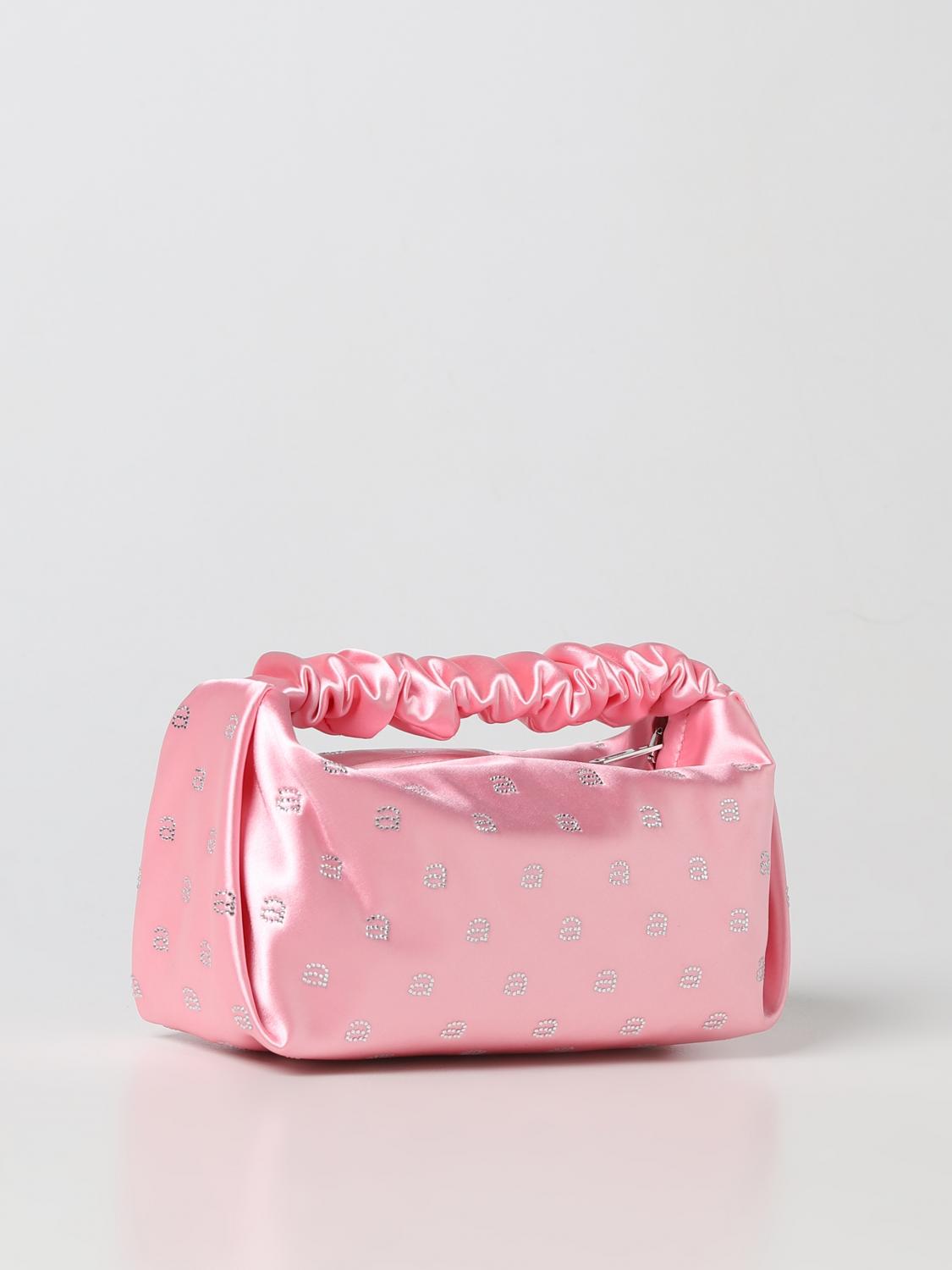 ALEXANDER WANG BORSA MINI: Borsa Scrunchie Mini Alexander Wang in satin e strass, Rosa - Img 3