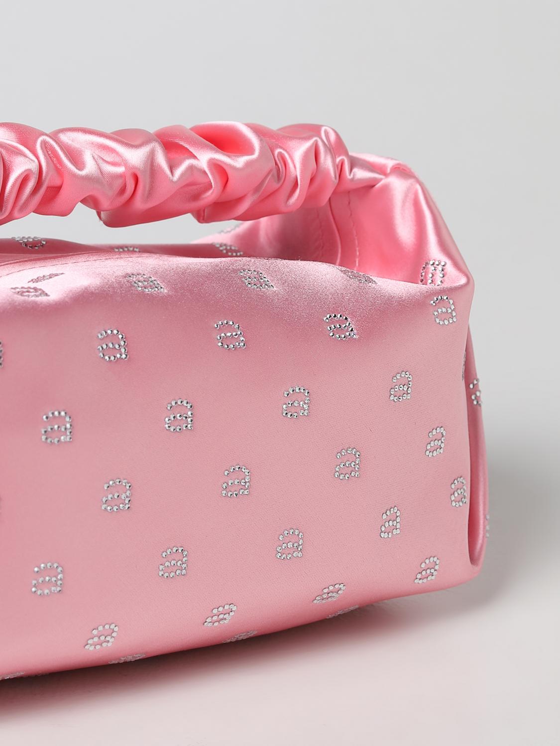 ALEXANDER WANG BORSA MINI: Borsa Scrunchie Mini Alexander Wang in satin e strass, Rosa - Img 4