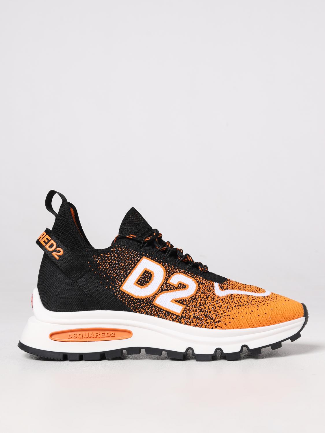 DSQUARED2 SNEAKERS: Sneakers Runds2 Dsquared2 in maglia stretch, Arancione - Img 1