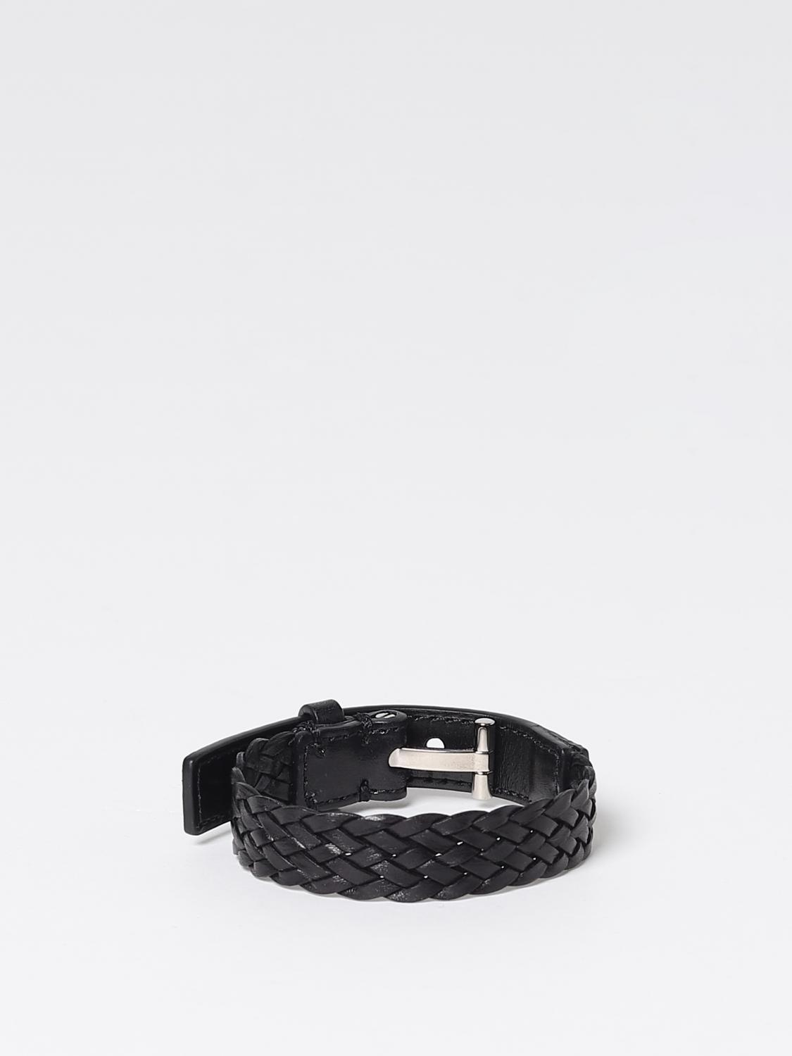 TOM FORD GIOIELLO: Bracciale Tom Ford in pelle intrecciata, Nero 1 - Img 1