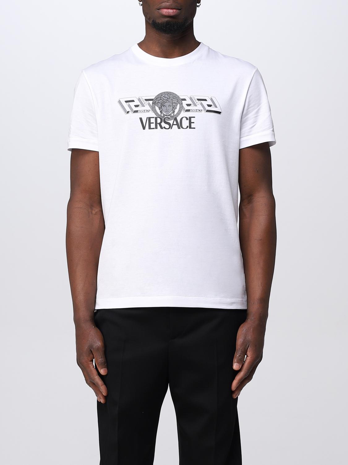 VERSACE: La Greca cotton T-shirt - White | Versace t-shirt