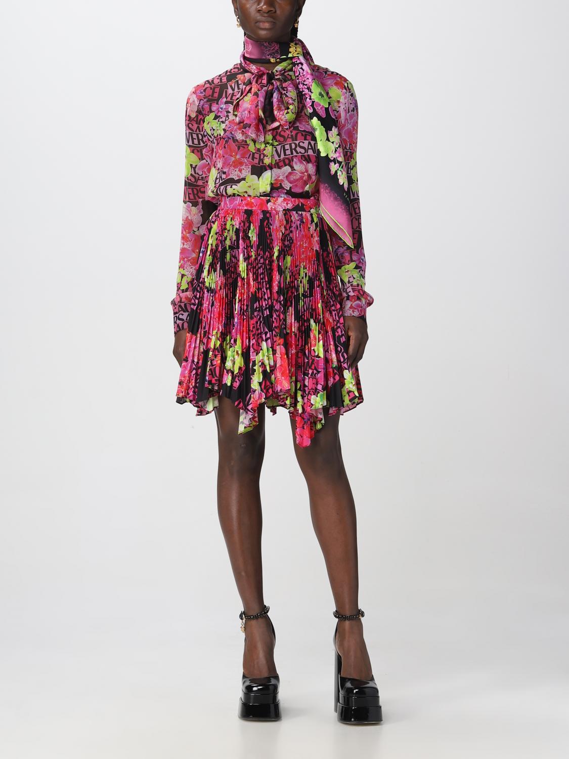 VERSACE FOULARD: Foulard Baroque Orchid Versacein seta, Nero - Img 4