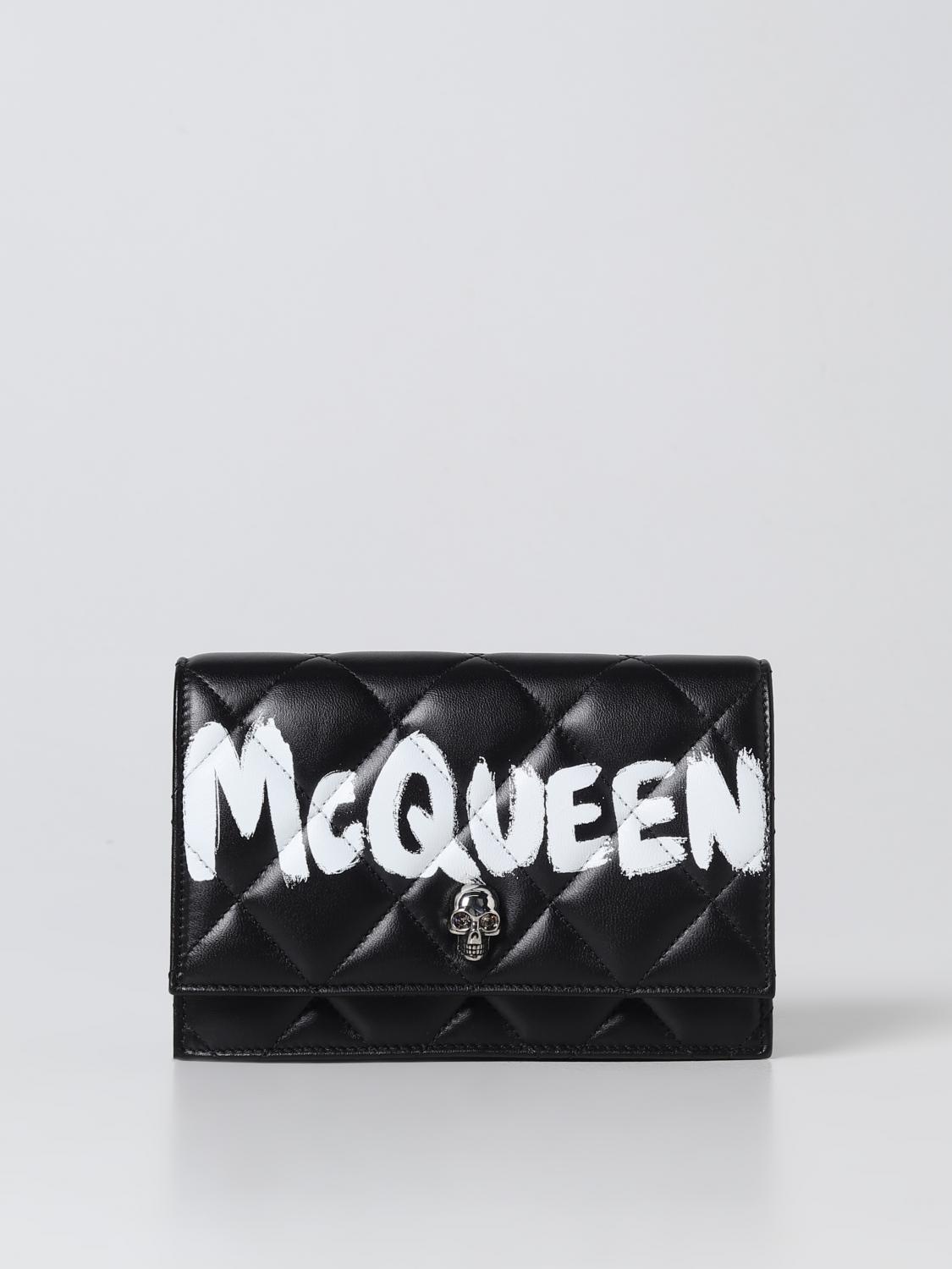 MCQUEEN BORSA MINI: Borsa Skull McQueen in pelle trapuntata, Avorio - Img 1
