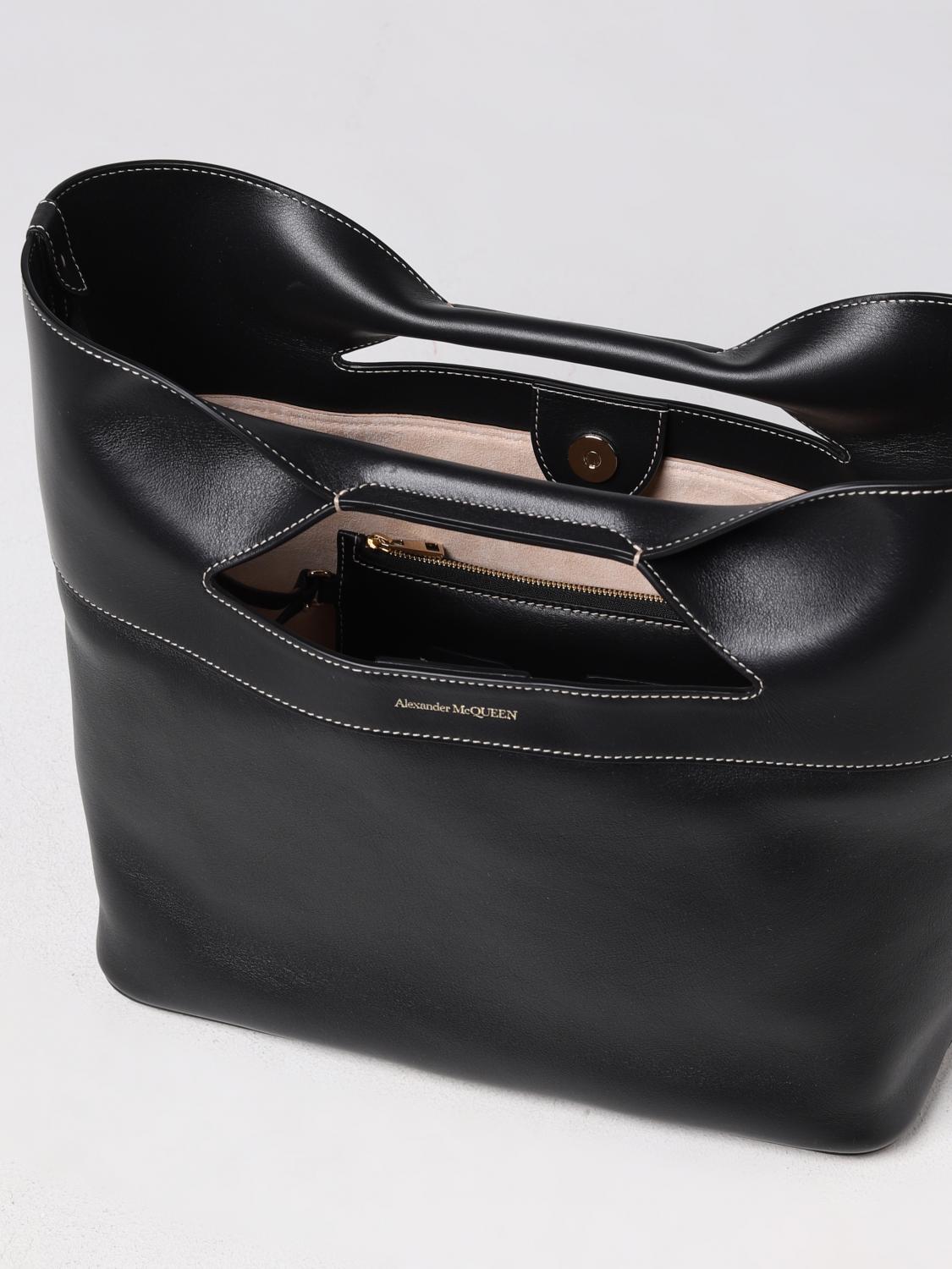 McQueen The Bow bag in leather - Black | 7095661BLCA | GIGLIO.COM