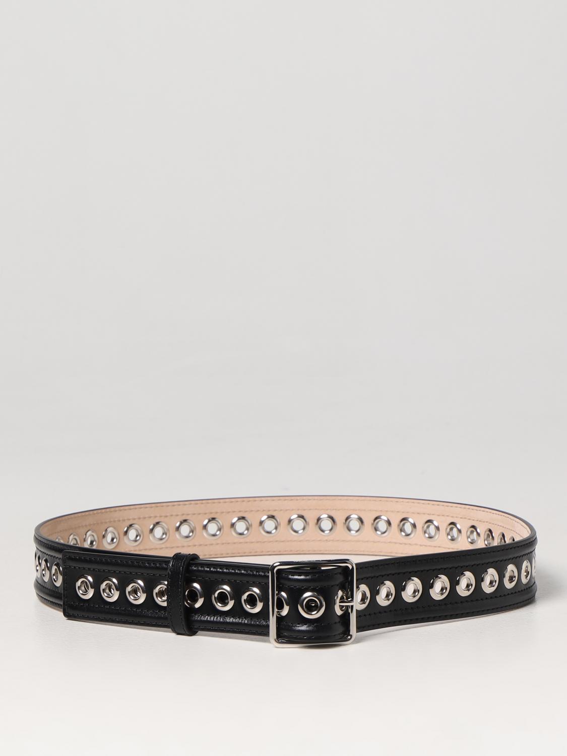 MCQUEEN BELT: Eyelet McQueen leather belt, Black - Img 1