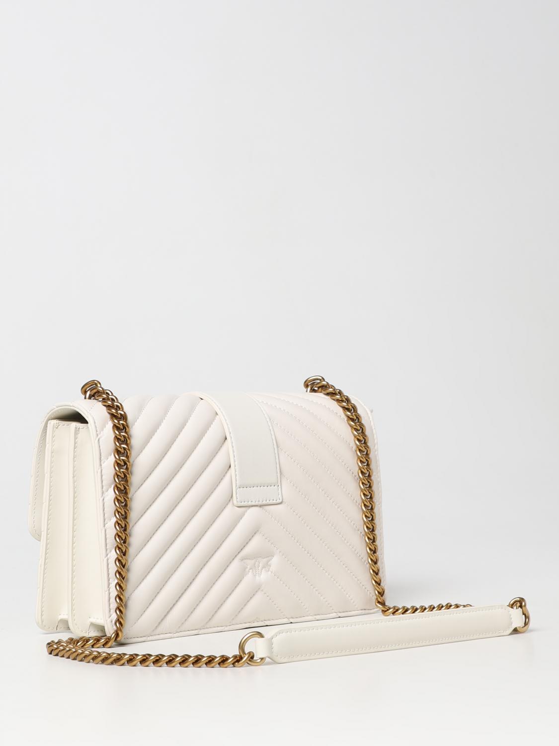 PINKO BORSA A SPALLA: Borsa Love One Pinko in nappa trapuntata, Bianco - Img 2