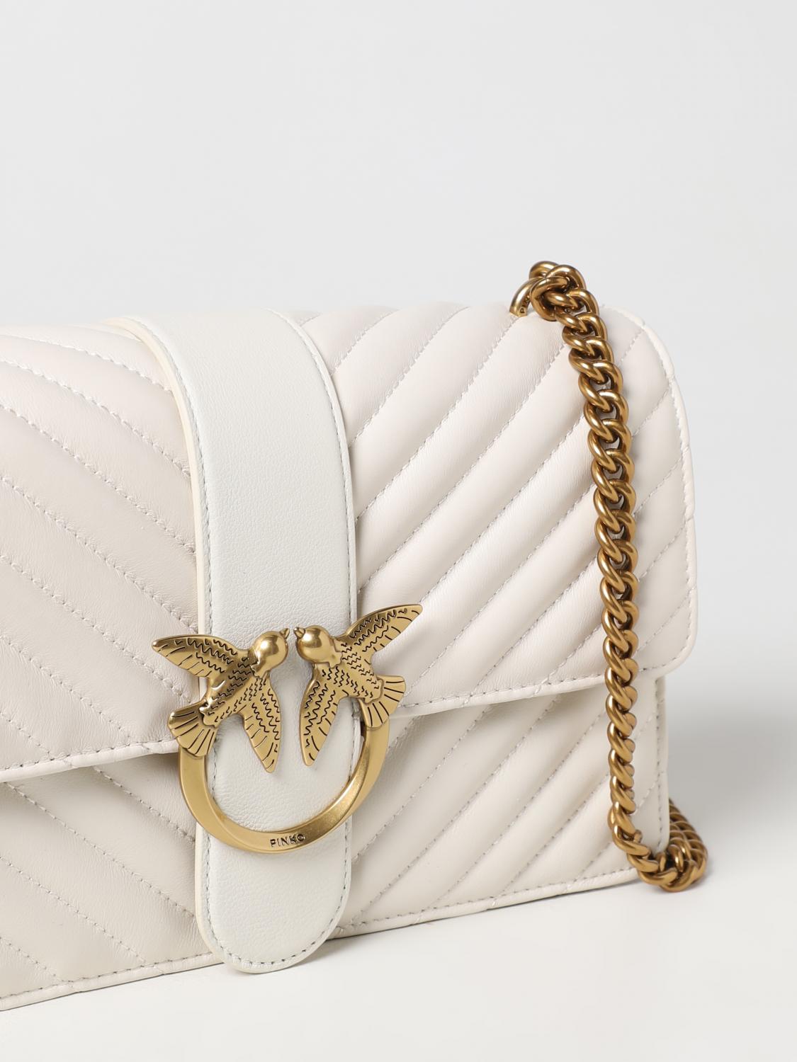 PINKO BORSA A SPALLA: Borsa Love One Pinko in nappa trapuntata, Bianco - Img 3