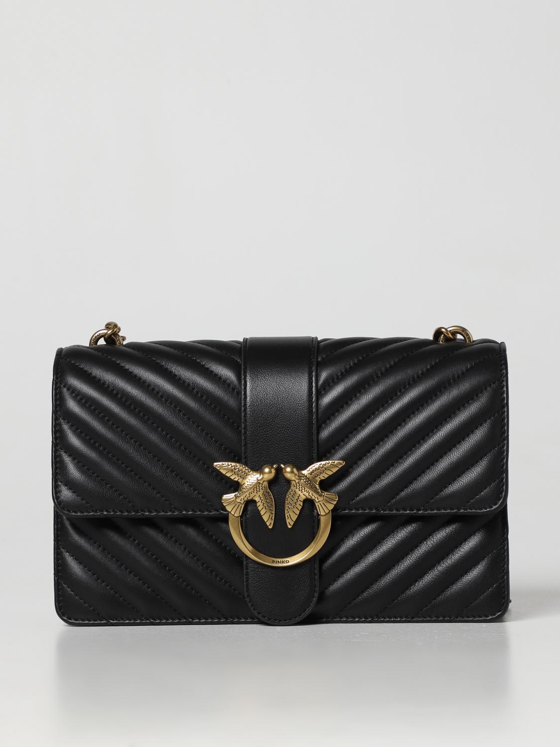 PINKO BORSA A SPALLA: Borsa Love One Pinko in nappa trapuntata, Nero - Img 1