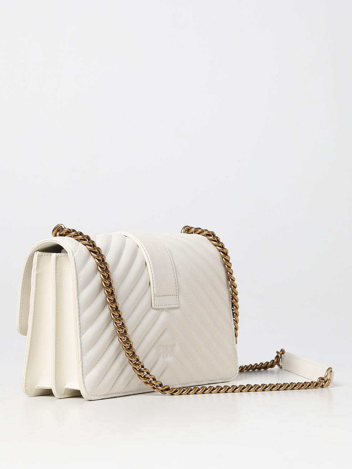 PINKO BORSA A SPALLA: Borsa Love One Pinko in nappa trapuntata, Avorio - Img 2