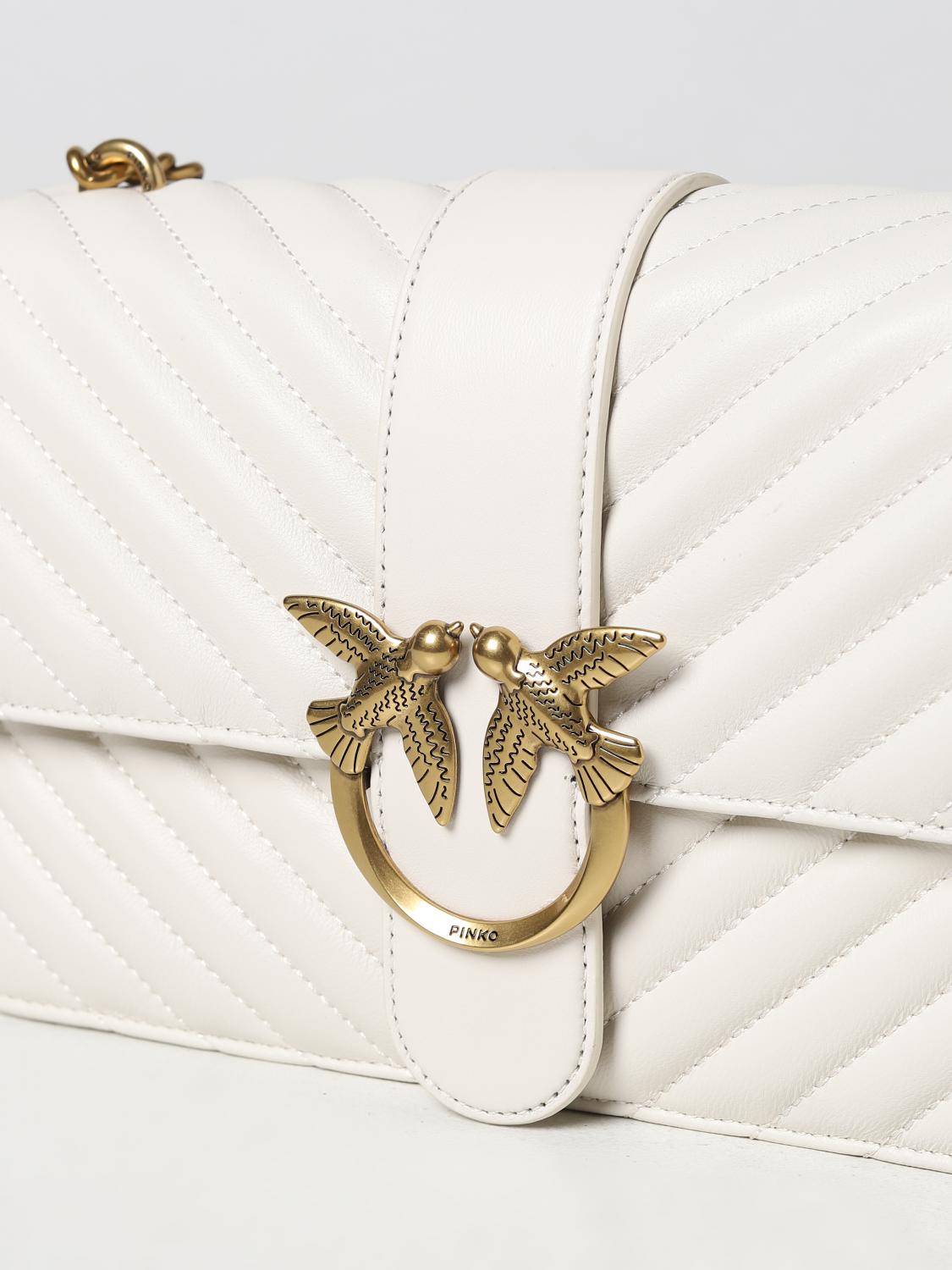 PINKO BORSA A SPALLA: Borsa Love One Pinko in nappa trapuntata, Avorio - Img 3