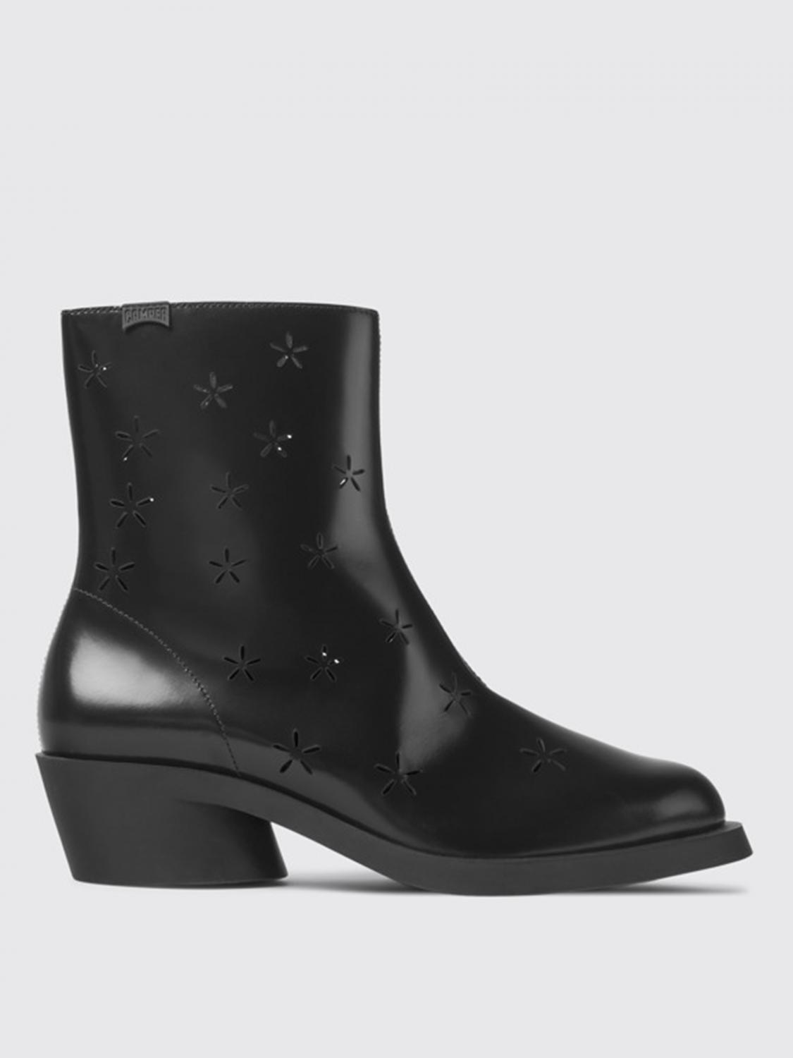 CAMPER: Bonnie ankle boots in leather - Black | Camper flat