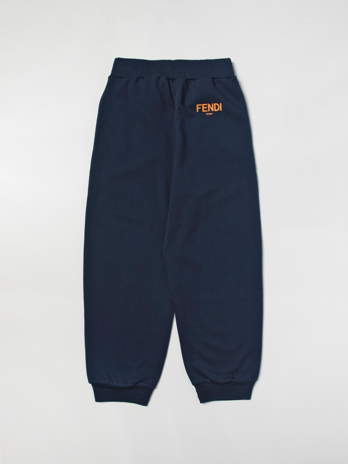 FENDI PANTS: Fendi Kids cotton pants, Blue - Img 2