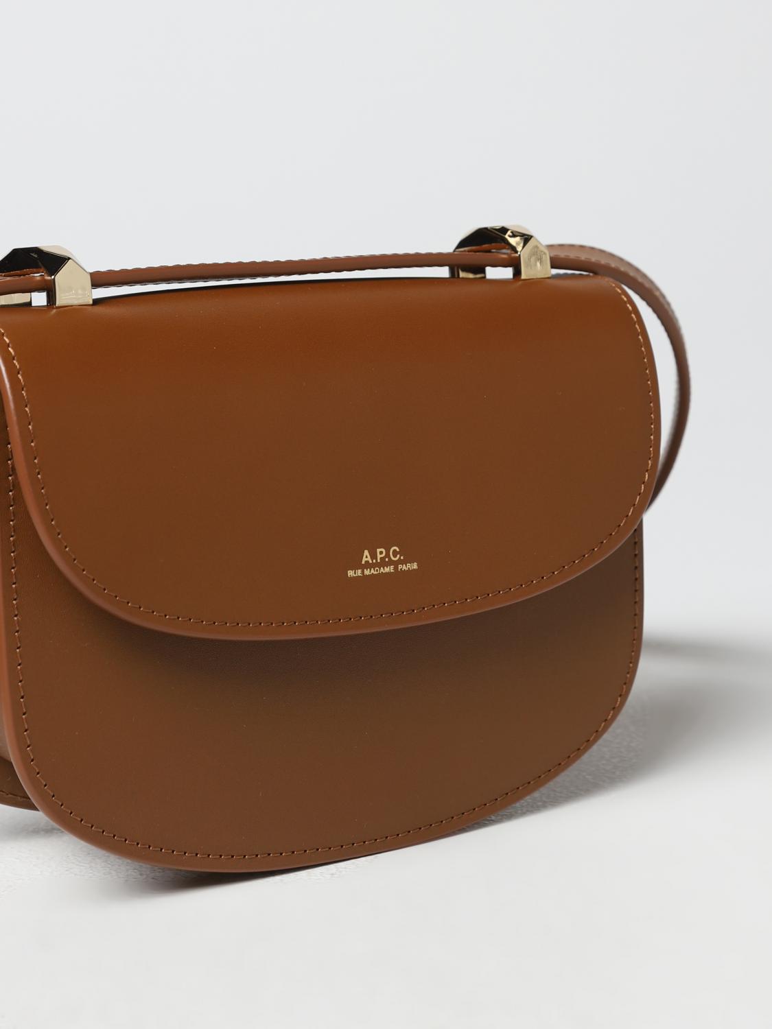 A.P.C. BORSA MINI: Borsa A.P.C. in pelle liscia, Marrone - Img 3