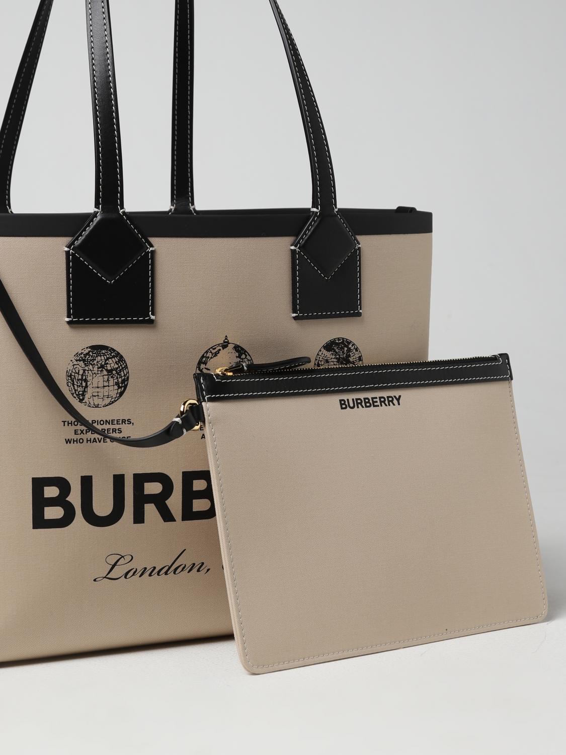 BURBERRY BORSA TOTE: Borsa Burberry in tessuto, Beige - Img 4