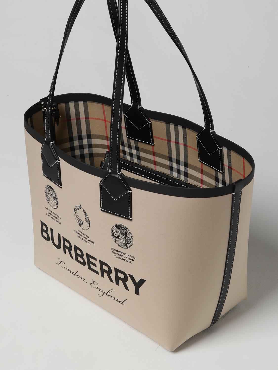 BURBERRY BORSA TOTE: Borsa Burberry in tessuto, Beige - Img 5