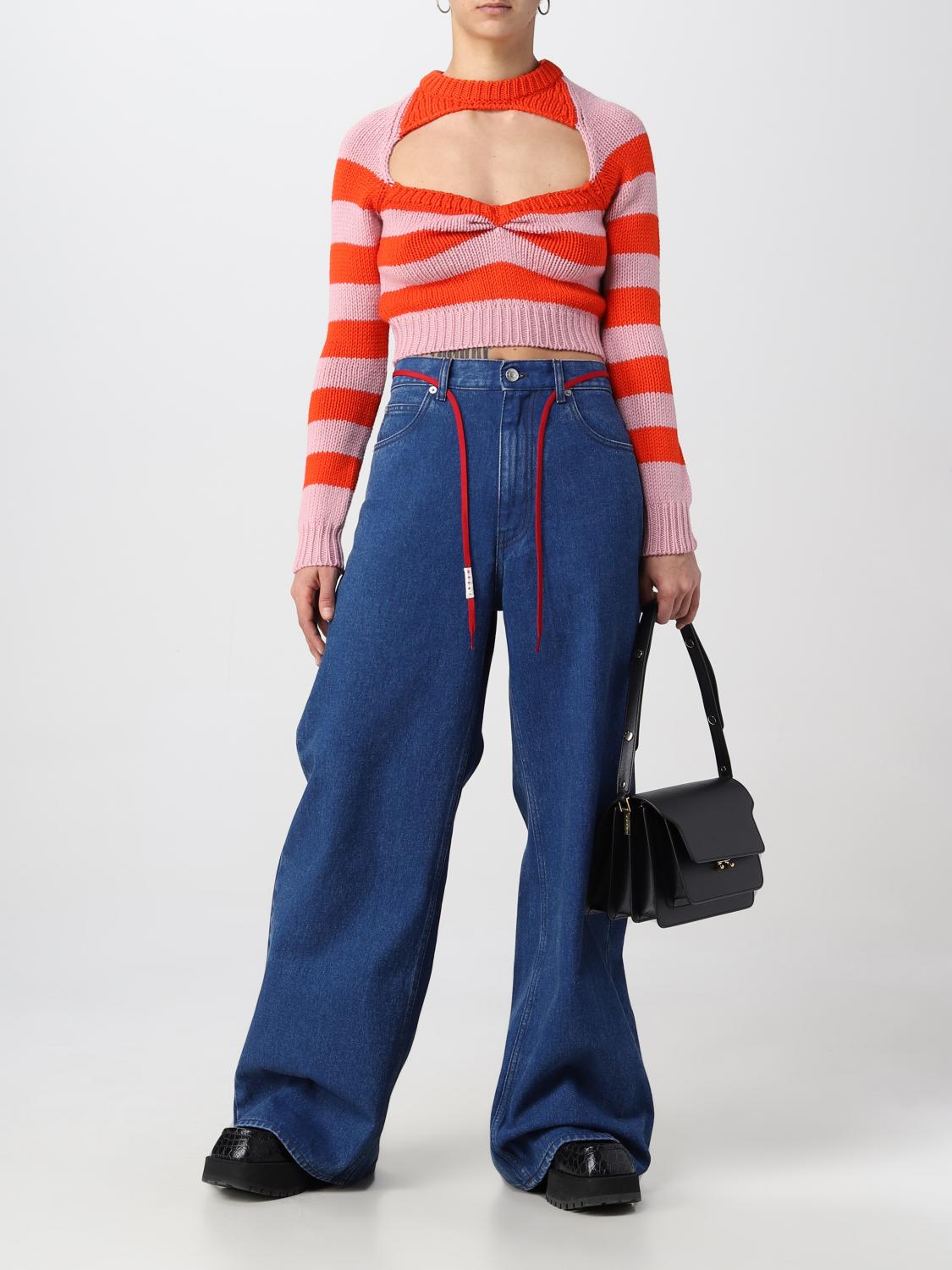 MARNI BORSA MINI: Borsa Trunk Marni in pelle saffiano, Nero - Img 2