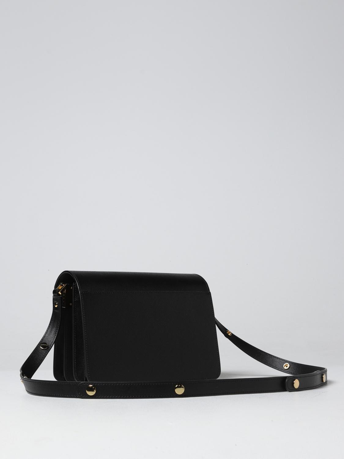 MARNI BORSA MINI: Borsa Trunk Marni in pelle saffiano, Nero - Img 3