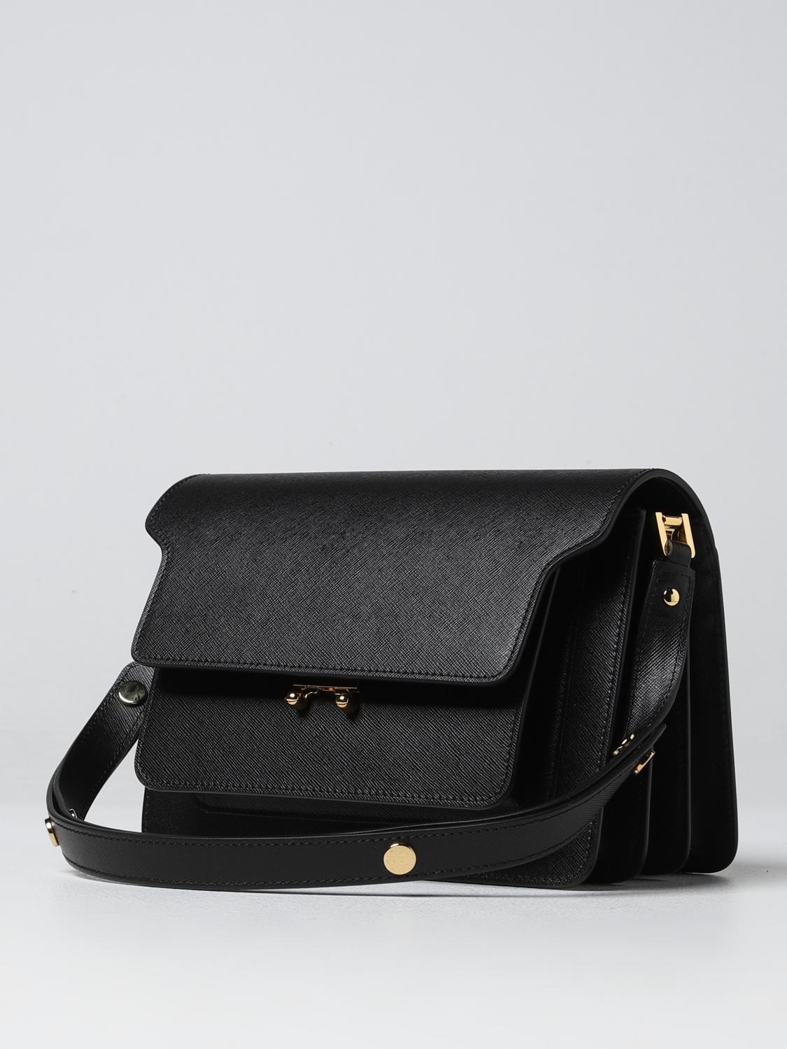 MARNI BORSA MINI: Borsa Trunk Marni in pelle saffiano, Nero - Img 4