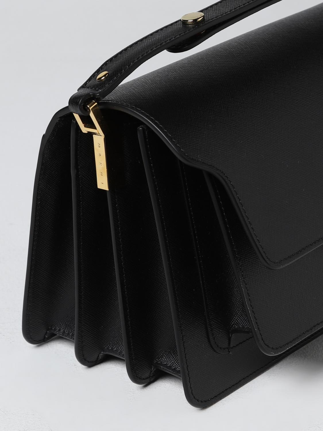 MARNI BORSA MINI: Borsa Trunk Marni in pelle saffiano, Nero - Img 5