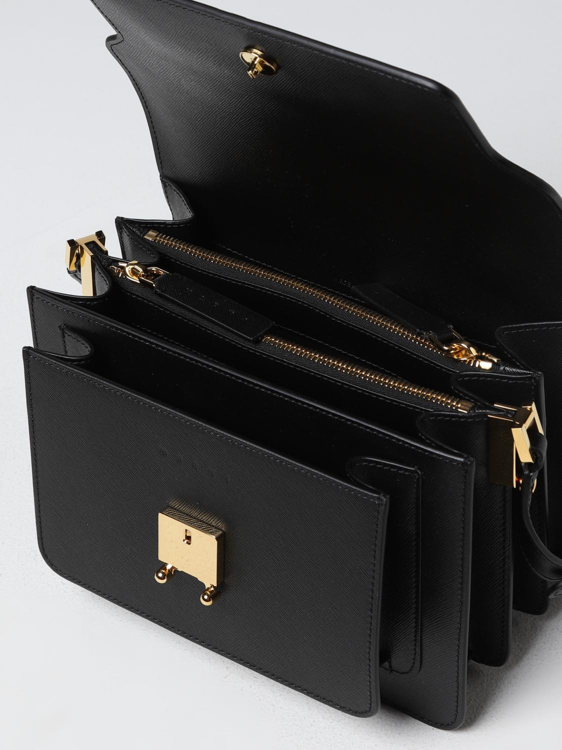 MARNI BORSA MINI: Borsa Trunk Marni in pelle saffiano, Nero - Img 6