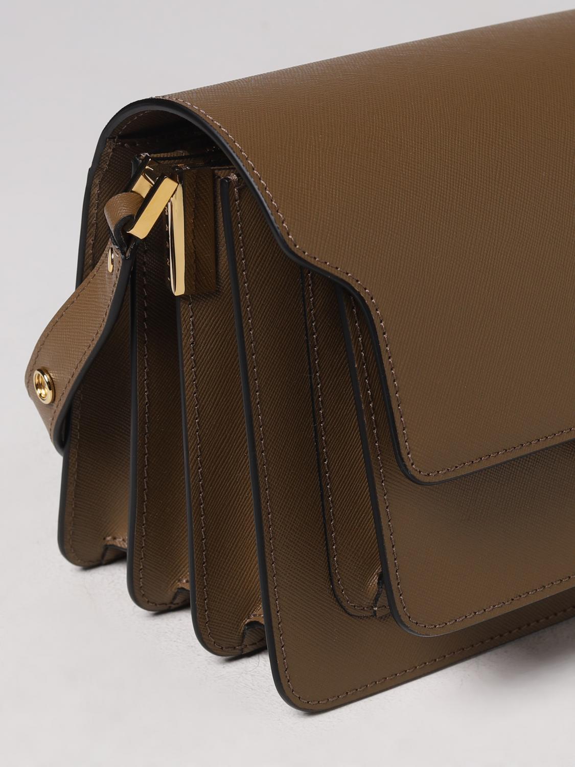 MARNI BORSA MINI: Borsa Trunk Marni in pelle saffiano, Tabacco - Img 5