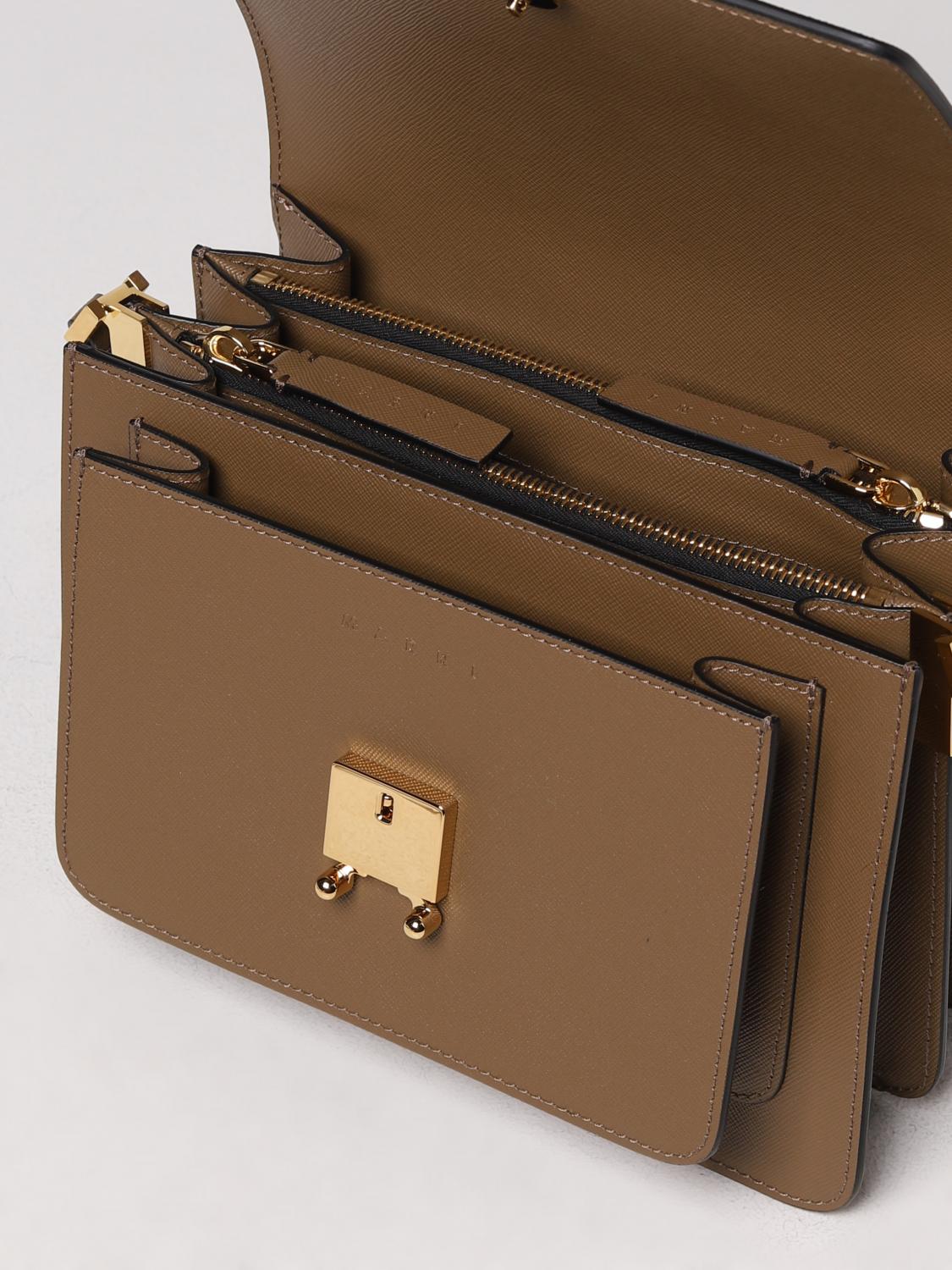 MARNI BORSA MINI: Borsa Trunk Marni in pelle saffiano, Tabacco - Img 6