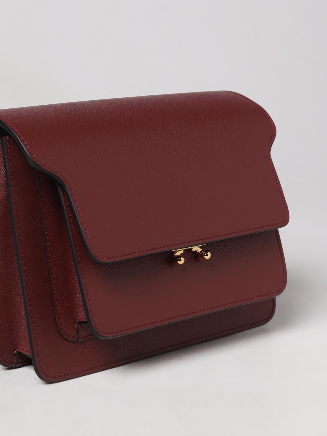 MARNI BORSA MINI: Borsa Trunk Marni in pelle saffiano, Rubino - Img 4