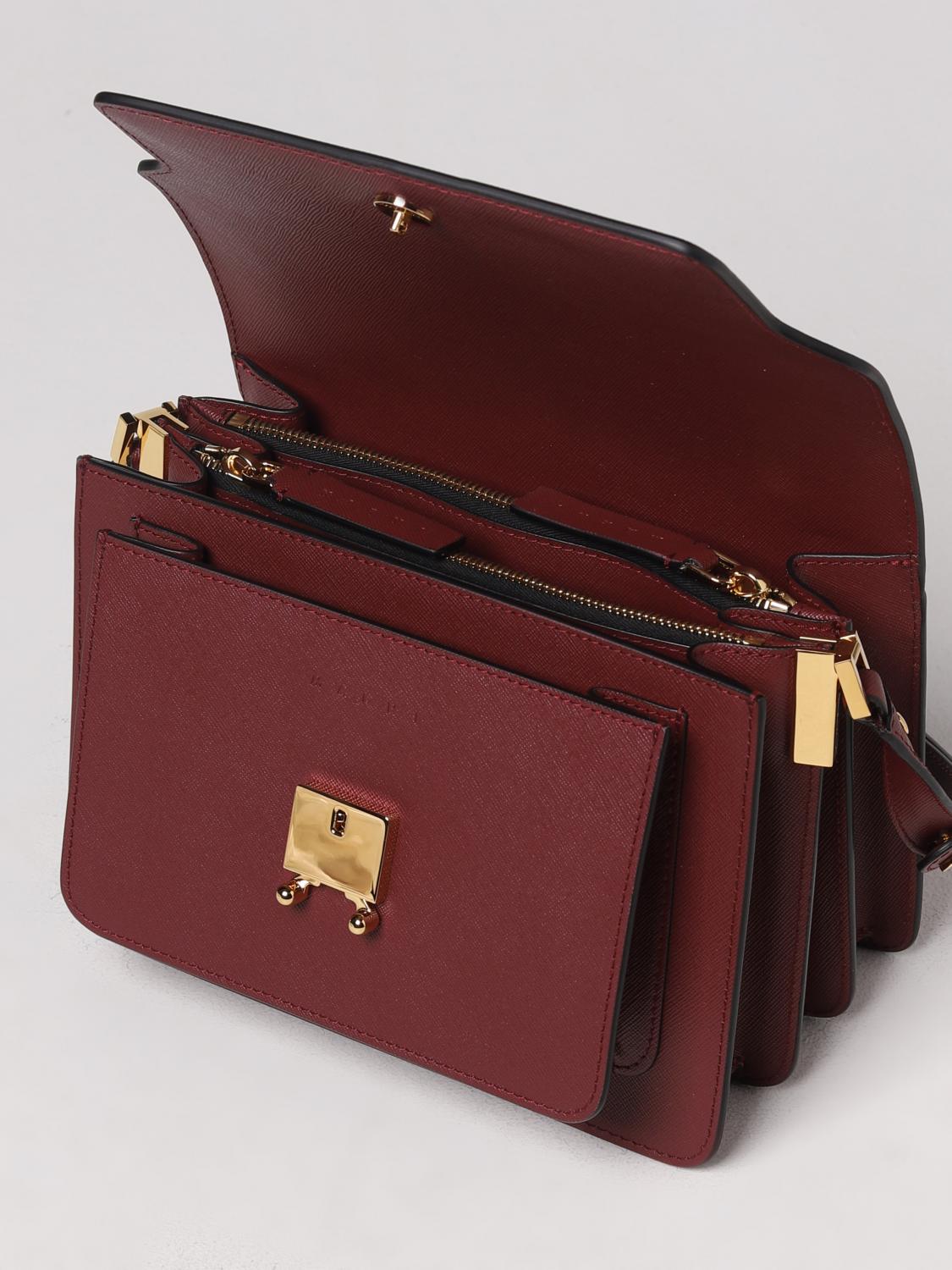 MARNI BORSA MINI: Borsa Trunk Marni in pelle saffiano, Rubino - Img 5