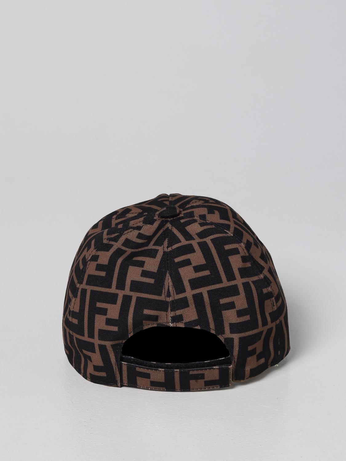 Fendi Kids hat in fabric with all over monogram - Orange