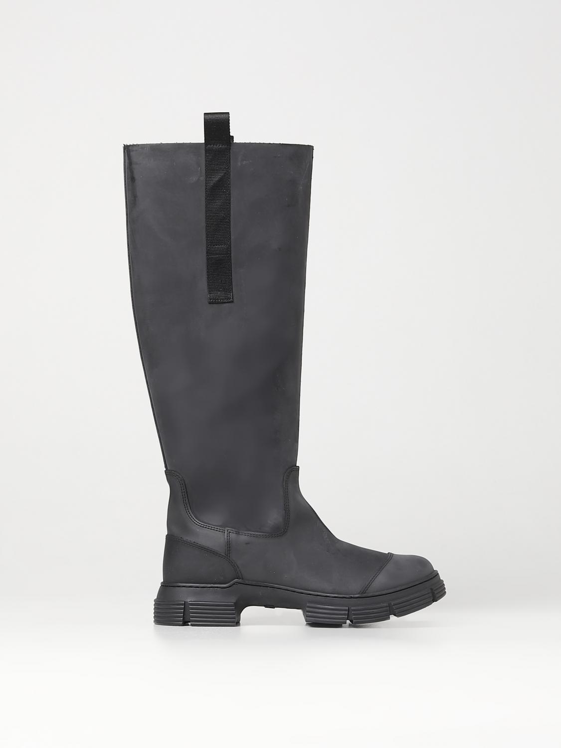 Ganni Country boots in recycled waxed rubber - Black | S1913