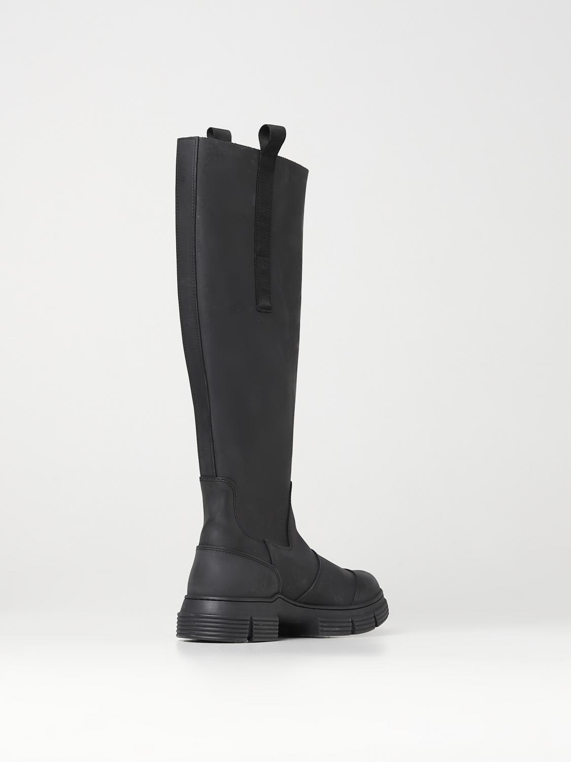 Ganni Country boots in recycled waxed rubber - Black | S1913