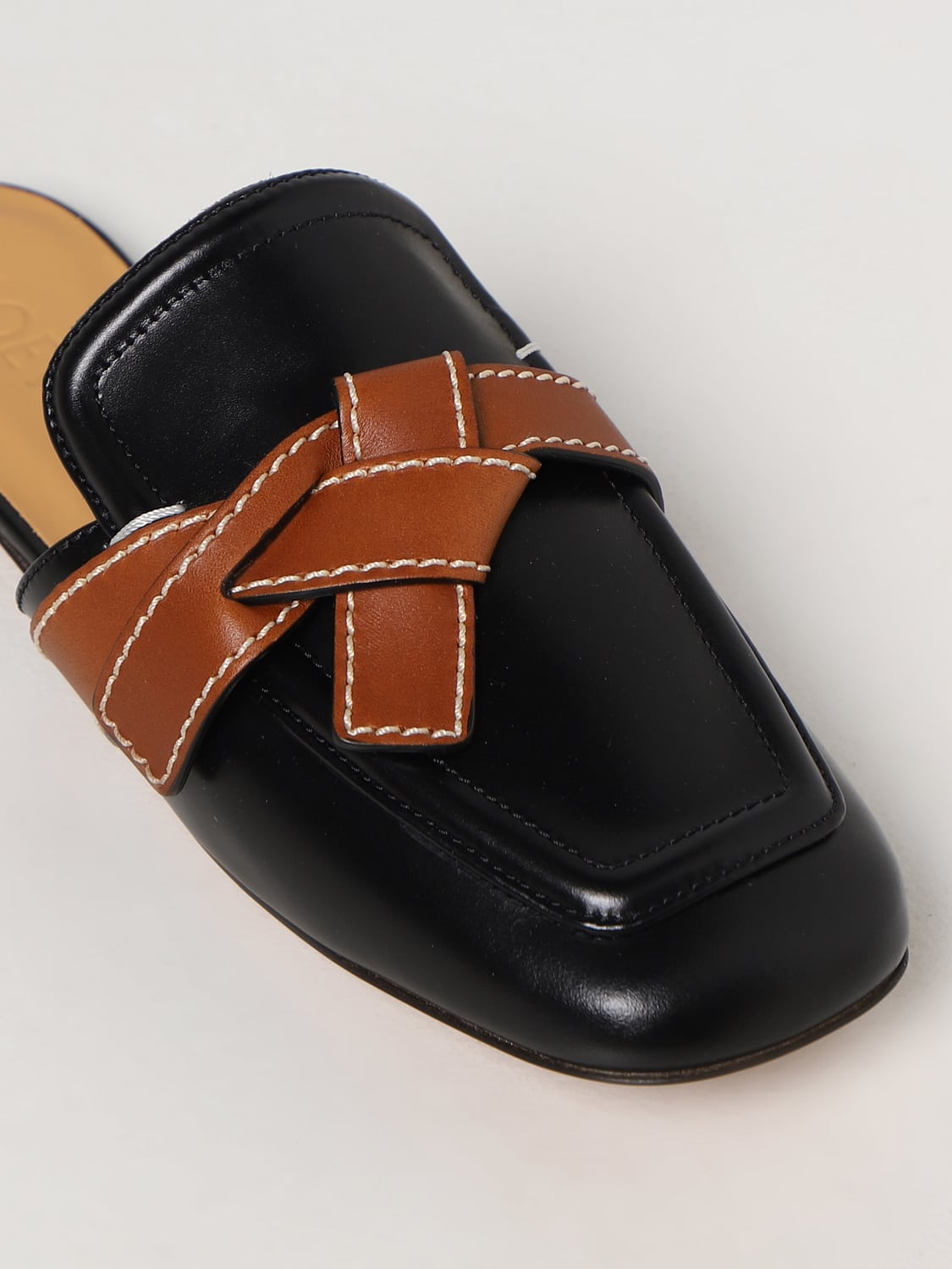 Loewe Gate brushed leather mules - Black | L815379X04 | GIGLIO.COM