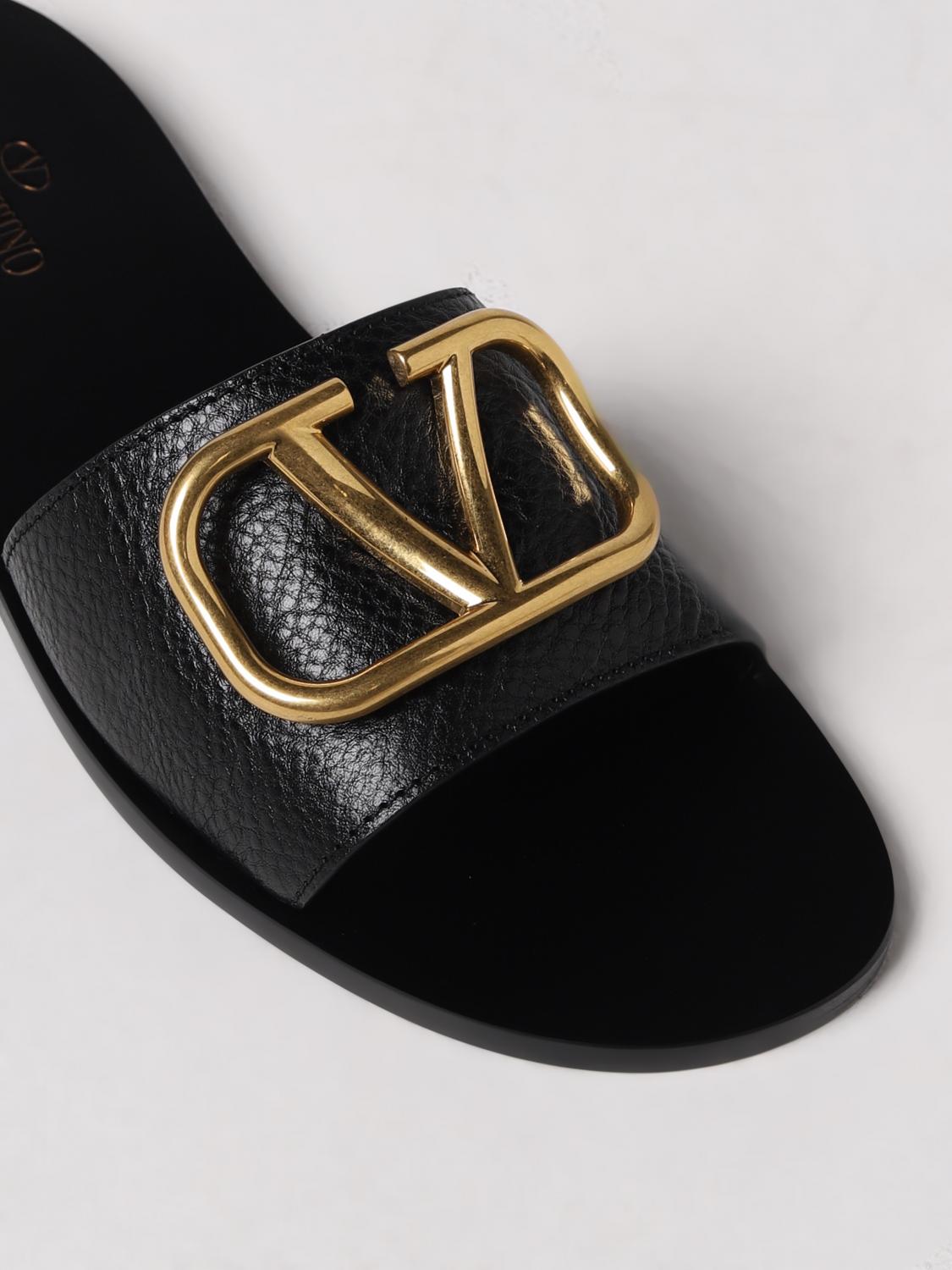 Valentino Garavani VLogo Signature slides in grained leather