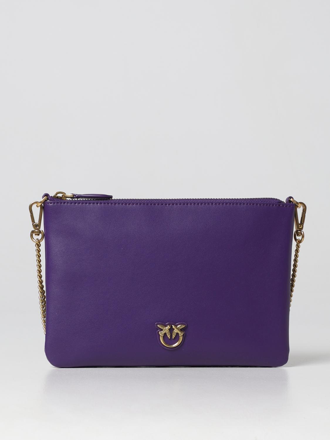 PINKO BORSA MINI: Clutch Pinko in pelle, Lilla - Img 1