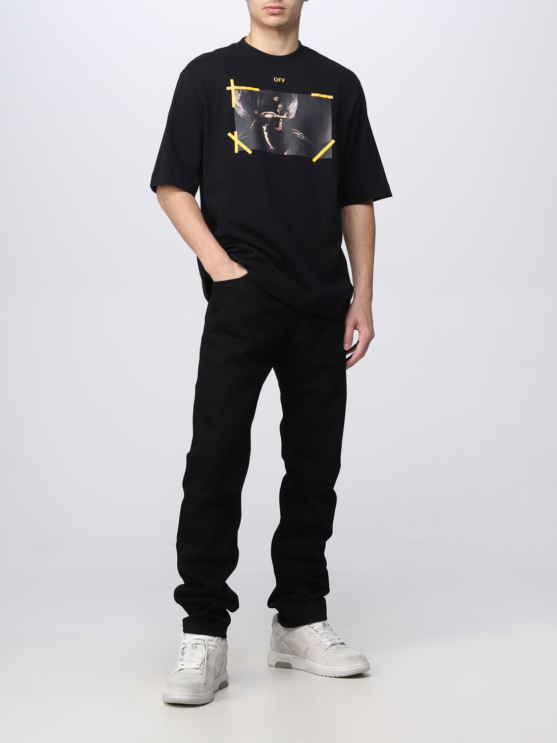 OFF-WHITE JEANS: Off-White denim jeans with logo, Black - Img 2