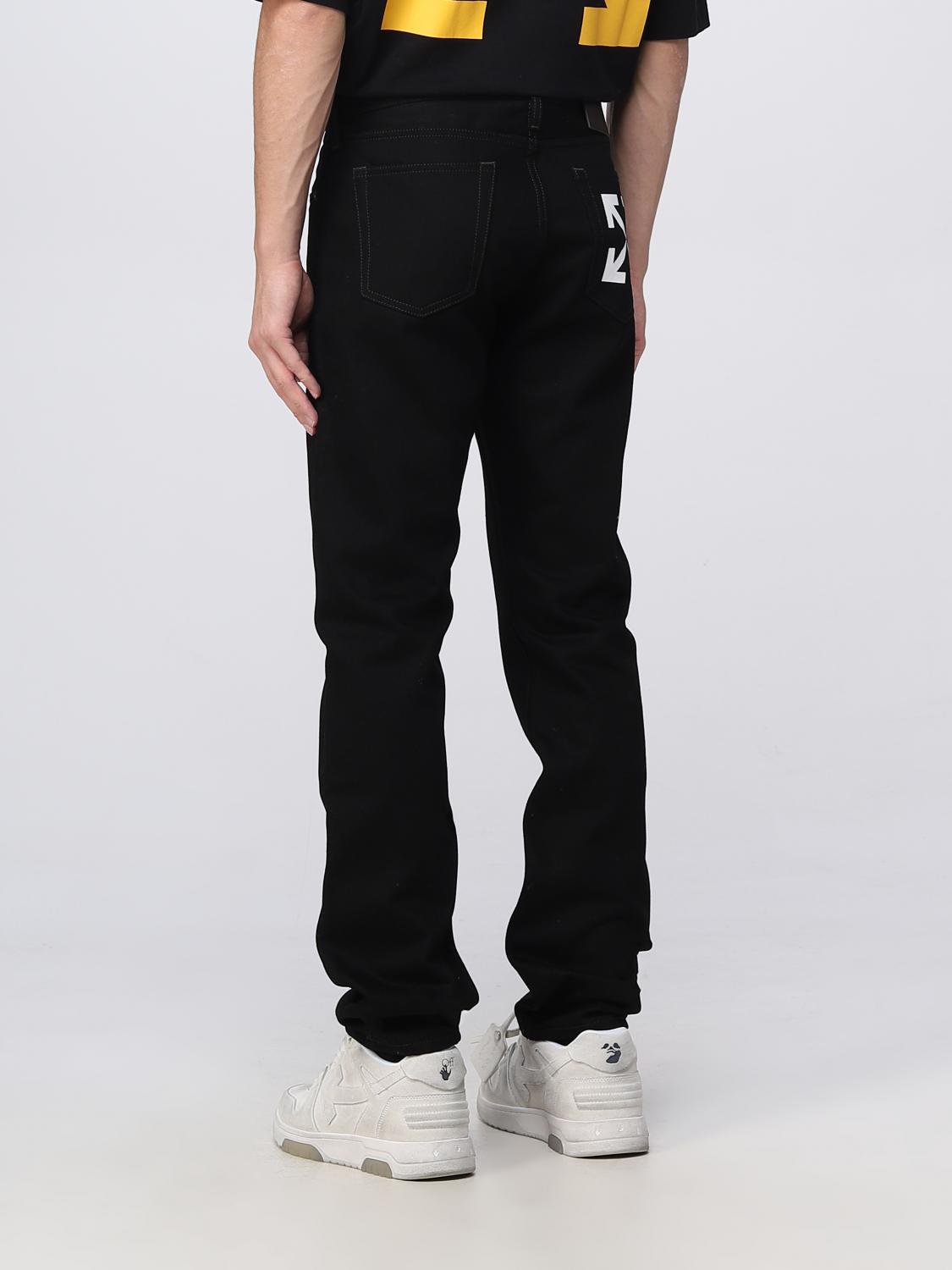 OFF-WHITE JEANS: Off-White denim jeans with logo, Black - Img 3