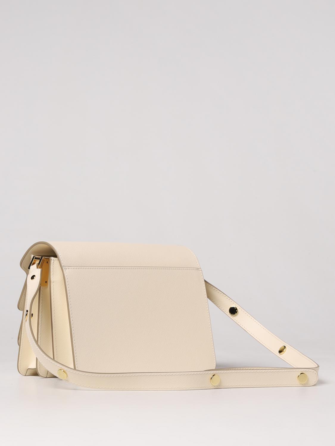 MARNI BORSA A SPALLA: Borsa Trunk Marni in pelle saffiano, Bianco - Img 2
