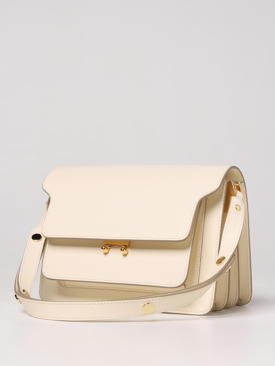 MARNI BORSA A SPALLA: Borsa Trunk Marni in pelle saffiano, Bianco - Img 3