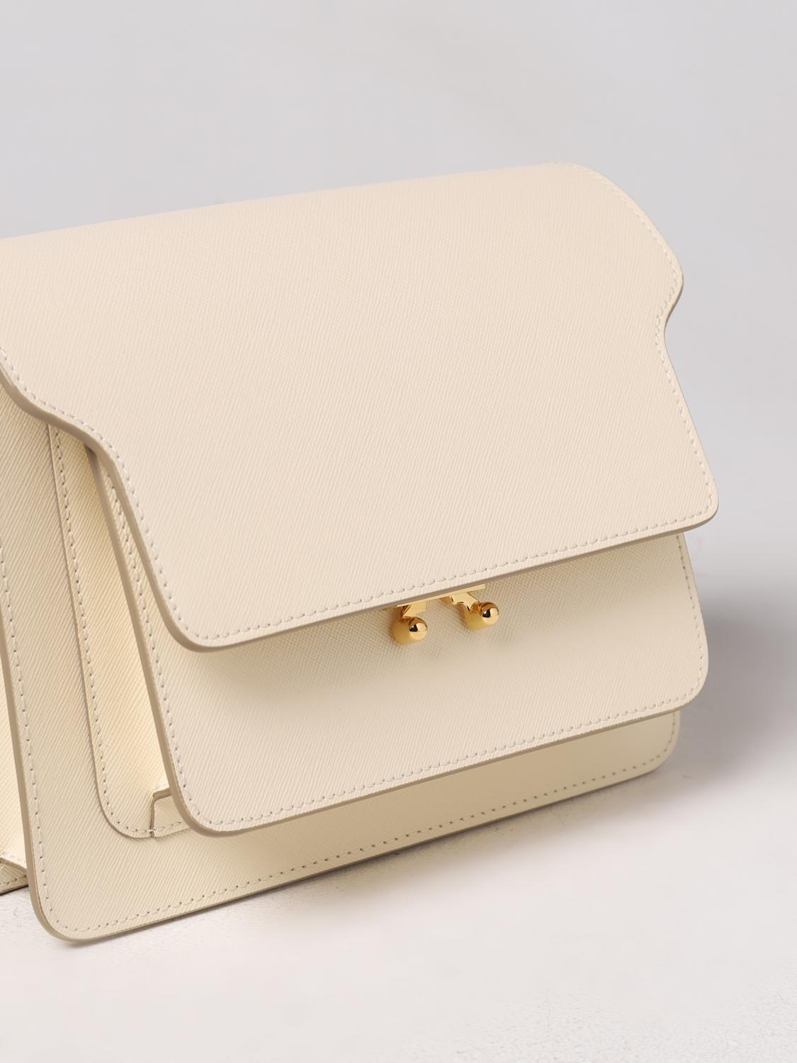 MARNI BORSA A SPALLA: Borsa Trunk Marni in pelle saffiano, Bianco - Img 4