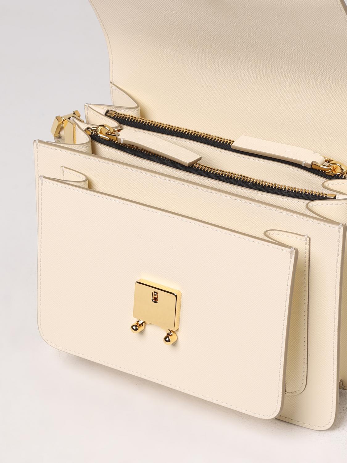 MARNI BORSA A SPALLA: Borsa Trunk Marni in pelle saffiano, Bianco - Img 5